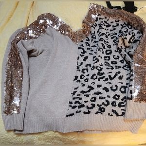 Leopard print sequin sweater